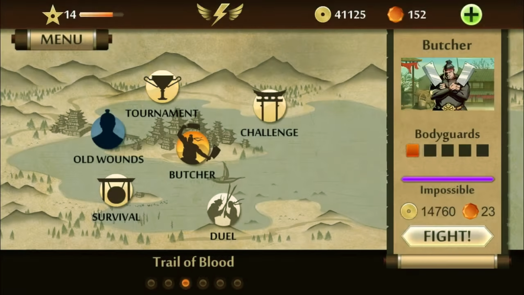 Shadow fight 2 on iOS Game having different tournaments, challenges and different demons like Butcher.