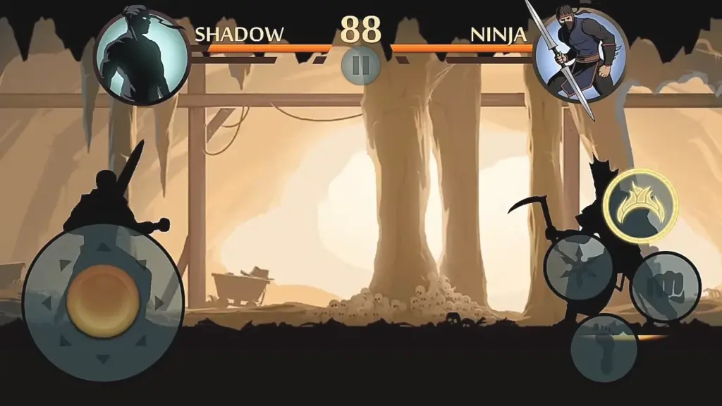 Fight with between shadow and ninja.  A game with best control system.